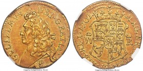 William II (III) gold 1/2 Pistole (6 Pounds) 1701 AU53 NGC, Edinburgh mint, KM145, Fr-61, S-5677, Burns-pg. 521, 2 (Fig. 1079), SCBI XXXV-1733-4. 3.41...