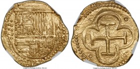 Philip II gold Cob 4 Escudos ND (1556-1598)-A MS66 NGC, Valladolid mint, Fr-164, Cal-29. 13.41gm. A type virtually unseen so well-preserved, this spec...