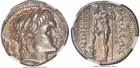 MACEDONIAN KINGDOM. Demetrius I Poliorcetes (306-283 BC). AR tetradrachm (29mm, 17.11 gm, 7h). NGC Choice XF 5/5 - 4/5. Amphipolis, 289-288 BC. Diadem...