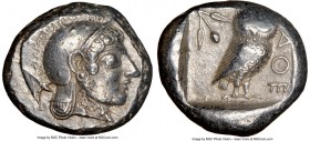 ATTICA. Athens. Ca. 510/500-480 BC. AR tetradrachm (23mm, 17.05 gm, 6h). NGC Choice XF 4/5 - 4/5. Head of Athena right, wearing crested Attic helmet, ...