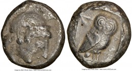 ATTICA. Athens. Ca. 510/500-480 BC. AR tetradrachm (22mm, 17.42 gm, 8h). NGC VF 5/5 - 3/5. Head of Athena right, wearing crested Attic helmet, the cre...