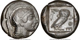 ATTICA. Athens. Ca. 475-465 BC. AR tetradrachm (23mm, 17.04 gm, 6h). NGC XF 5/5 - 2/5. Head of Athena right with frontal eye and 'archaic smile', hair...