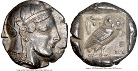ATTICA. Athens. Ca. 465-455 BC. AR tetradrachm (25mm, 17.13 gm, 10h). NGC Choice AU 5/5 - 4/5. Head of Athena right, wearing crested Attic helmet orna...