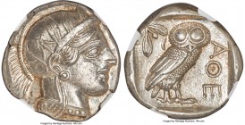 ATTICA. Athens. Ca. 440-404 BC. AR tetradrachm (25mm, 17.21 gm, 3h). NGC MS S 5/5 - 5/5. Mid-mass coinage issue. Head of Athena right, wearing crested...