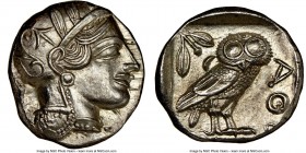 ATTICA. Athens. Ca. 440-404 BC. AR tetradrachm (25mm, 17.20 gm, 9h). NGC MS 5/5 - 4/5. Mid-mass coinage issue. Head of Athena right, wearing crested A...