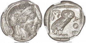 ATTICA. Athens. Ca. 440-404 BC. AR tetradrachm (25mm, 17.21 gm, 9h). NGC MS 5/5 - 4/5. Mid-mass coinage issue. Head of Athena right, wearing crested A...