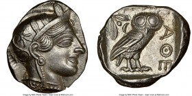 ATTICA. Athens. Ca. 440-404 BC. AR tetradrachm (26mm, 17.21 gm, 9h). NGC MS 5/5 - 4/5. Mid-mass coinage issue. Head of Athena right, wearing crested A...