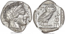 ATTICA. Athens. Ca. 440-404 BC. AR tetradrachm (25mm, 17.20 gm, 6h). NGC MS 5/5 - 4/5. Mid-mass coinage issue. Head of Athena right, wearing crested A...