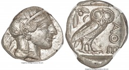 ATTICA. Athens. Ca. 440-404 BC. AR tetradrachm (25mm, 17.21 gm, 9h). NGC MS 4/5 - 5/5. Mid-mass coinage issue. Head of Athena right, wearing crested A...