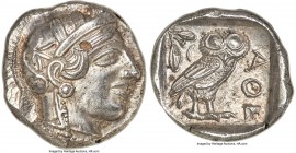 ATTICA. Athens. Ca. 440-404 BC. AR tetradrachm (25mm, 17.19 gm, 10h). NGC MS 4/5 - 4/5. Mid-mass coinage issue. Head of Athena right, wearing crested ...