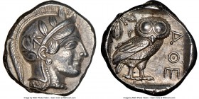 ATTICA. Athens. Ca. 440-404 BC. AR tetradrachm (24mm, 17.19 gm, 6h). NGC Choice AU S 5/5 - 4/5. Mid-mass coinage issue. Head of Athena right, wearing ...