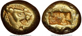 LYDIAN KINGDOM. Alyattes or Walwet (ca. 610-546 BC). EL third-stater or trite (12mm, 4.76 gm). NGC Choice XF 4/5 - 4/5. Uninscribed, Lydo-Milesian sta...