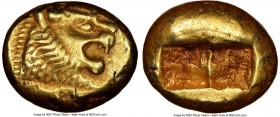 LYDIAN KINGDOM. Alyattes or Walwet (ca. 610-546 BC). EL third-stater or trite (13mm, 4.70 gm). NGC XF 5/5 - 4/5. Uninscribed, Lydo-Milesian standard. ...