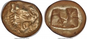 LYDIAN KINGDOM. Alyattes or Walwet (ca. 610-546 BC). EL third-stater or trite (13mm, 4.69 gm). NGC Choice VF 5/5 - 5/5. Uninscribed, Lydo-Milesian sta...