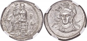 CILICIA. Tarsus. Balacros, as Satrap (ca. 333-323 BC). AR stater (25mm, 10.91 gm, 6h). NGC MS S 5/5 - 5/5. Baaltars seated left, scepter surmounted by...