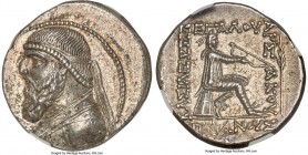 PARTHIAN KINGDOM. Mithradates II (ca. 121-91 BC). AR tetradrachm (30mm, 15.75 gm, 11h). NGC Choice AU 4/5 - 3/5, Fine Style. Seleucia on Tigris, ca. 1...