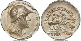 BACTRIAN KINGDOM. Eucratides I the Great (ca. 170-145 BC). AR tetradrachm (32mm, 16.95 gm, 12h). NGC MS 5/5 - 4/5. Draped and cuirassed bust of Eucrat...