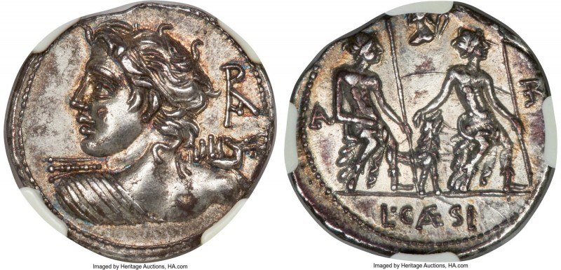 Lucius Caesius (ca. 112/1 BC). AR denarius (21mm, 3.94 gm, 1h). NGC Choice AU S ...