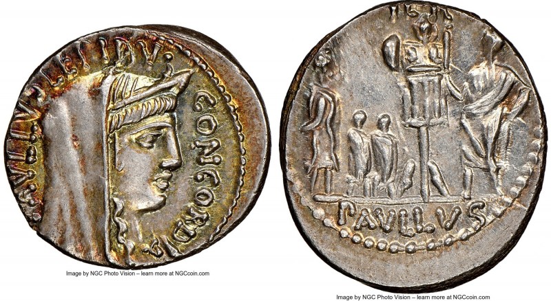 L. Aemilius Lepidus Paullus (ca. 62 BC). AR denarius (19mm, 4.06 gm, 3h). NGC MS...