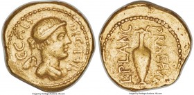 Julius Caesar, as Dictator (49-44 BC). AV aureus (20mm, 7.92 gm, 11h). NGC VF 5/5 - 2/5, scuffs, brushed. Rome, ca. late 46-early 45 BC, L. Munatius P...