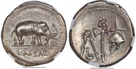 Julius Caesar, as Dictator (49-44 BC). AR denarius (19mm, 3.92 gm, 4h). NGC MS 5/5 - 4/5. Military mint traveling with Caesar in northern Italy, ca. 4...