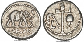 Julius Caesar, as Dictator (49-44 BC). AR denarius (18mm, 3.90 gm, 3h). NGC XF 5/5 - 4/5. Military mint traveling with Caesar in northern Italy, ca. 4...