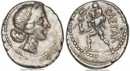 Julius Caesar, as Dictator (49-44 BC). AR denarius (21mm, 3.73 gm, 6h). NGC Choice VF 4/5 - 4/5. Military mint traveling with Caesar in North Africa, ...