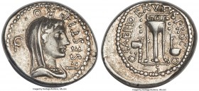 Q. Caepio (Marcus Junius) Brutus, Assassin of Caesar (44-42 BC). AR denarius (19mm, 3.72 gm, 12h). NGC Choice XF 5/5 - 2/5, scratches. Military mint i...