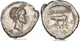 Divus Julius Caesar (49-44 BC). AR denarius (21mm, 4.09 gm, 11h). NGC Choice XF S 5/5 - 4/5, Fine Style. Rome, 40 BC, Q. Voconius Vitulus, moneyer. Wr...