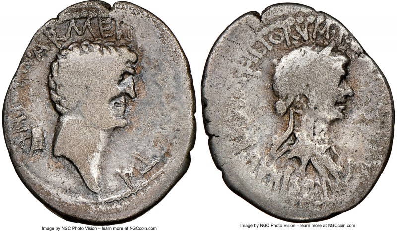 Marc Antony and Cleopatra VII of Egypt, rulers of the East (37-30 BC). AR denari...
