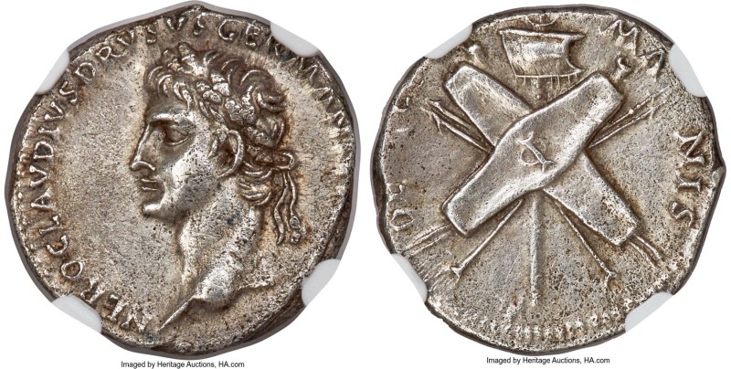 Nero Claudius Drusus (38-9 BC). AR denarius (18mm, 3.64 gm, 9h). NGC Choice AU 4...