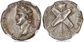 Nero Claudius Drusus (38-9 BC). AR denarius (18mm, 3.64 gm, 9h). NGC Choice AU 4/5 - 3/5. Rome, ca. AD 41-45. NERO CLAVDIVS DRVSVS GERMANICVS IMP, hea...