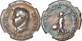 Vitellius (16 April-22 December AD 69). AR denarius (19mm, 3.58 gm, 6h). NGC Choice VF 4/5 - 4/5, Fine Style, light marks. Spanish mint (Tarraco?), ca...