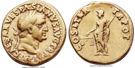 Vespasian (AD 69-79). AV aureus (19mm, 7.08 gm, 7h). Choice Fine, graffito. Lugdunum, AD 70. IMP CAESAR VESPASIANVS AVG TR P, laureate head of Vespasi...