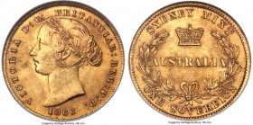 Victoria gold Sovereign 1866-SYDNEY MS63 NGC, Sydney mint, KM4. Very unusual quality with blazing luster over orange-gold surfaces and far fewer marks...