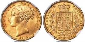 Victoria gold "Shield" Sovereign 1879-S MS63 NGC, Sydney mint, KM6. Glowingly lustrous, with an appealing contrast achieved between the peripheries, d...