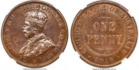 George V Penny 1918-I MS62 Brown NGC, Calcutta mint, KM23. A scarcer issue struck at the Calcutta mint in India, displaying well-balanced tone over gl...