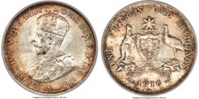 George V Florin 1916-M MS64 PCGS, Melbourne mint, KM27. A more challenging issue to locate in finer states of preservation, this offering displays sle...