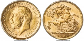 George V gold Sovereign 1920-M MS64 PCGS, Melbourne mint, KM29, S-3999, Marsh-238 (R2). A widely-known Melbourne rarity in a state of preservation her...
