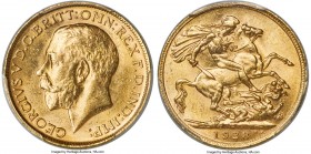 George V gold Sovereign 1928-M MS63 PCGS, Melbourne mint, KM29, S-3999. Fresh, satiny mint luster over pale golden surfaces. One of the more difficult...