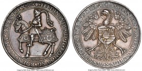 Ferdinand I Medallic 2 Taler 1541-Dated AU55 NGC, Kremnitz mint, Voglhuber-33 var. (weight), Markl-2036 var. (same). 54mm. 56.00gm. By Christoph Fuesz...