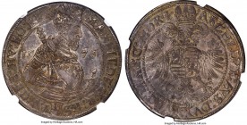 Maximilian II Taler 1573 XF45 NGC, Budweis mint, Dav-8060. A piece whose quality far exceeds the implication of the assigned grade, with a bold and de...