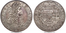 Leopold I Taler 1696 MS63 NGC, Hall mint, KM1303.5, Dav-3245A. Patinated in steel-gray tone over positively gleaming surfaces, a firm strike yielding ...