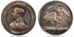 Franz Joseph I silver Specimen "Battle of Novara" Medal 1849 SP61 PCGS, Hauser-1118, Montenuovo-2636 var. (not listed in this metal), Horsky-3745. 64m...