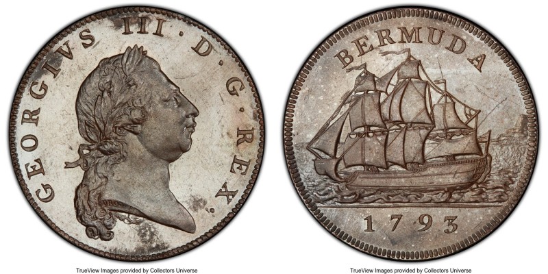 British Colony. George III bronzed Proof Restrike Penny 1793 PR64 PCGS, Soho min...