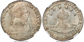 Republic 8 Soles 1837 PTS-LM MS64 NGC, Potosi mint, KM97. Lightly silver-toned over glistening fields that carry a consistent and resounding mint bril...