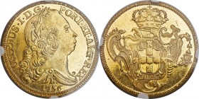 Jose I gold 6400 Reis 1756-B MS65 NGC, Bahia mint, KM172.1, Fr-69, LMB-386. A highly lustrous gem, offering exceptional surfaces and dazzling luster. ...