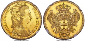 Maria I gold 6400 Reis 1794-R MS63 NGC, Rio de Janeiro mint, KM226.1, LMB-532. Boldly Mint State, with coruscating luster that brightens the surfaces ...