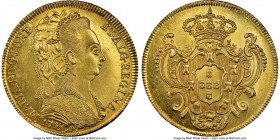 Maria I gold 6400 Reis 1795-R MS63 NGC, Rio de Janeiro mint, KM226.1, LMB-533. A truly handsome piece with a nice, strong strike of Maria, bright mint...