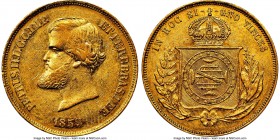 Pedro II gold 10000 Reis 1859 AU55 NGC, Rio de Janeiro mint, KM467, LMB-651. One of the two key dates in this long-running series, alongside the 1863,...